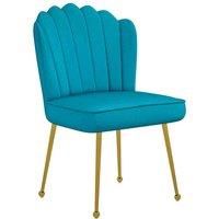 HOMCOM Shell Luxe Velvet Accent Chair with Gold-tone Metal Legs, Modern Vanity Chair for Living Room, Bedroom, Home Office, Blue