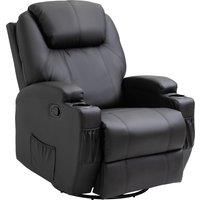 HOMCOM Recliner Sofa Chair PU Leather Armchair Cinema Massage Chair Swivel Nursing Gaming Chair Black