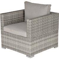 Outsunny Outdoor Patio Furniture Single Rattan Sofa Chair Padded Cushion All Weather for Garden Poolside Balcony Grey