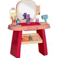 AIYAPLAY Kids Dressing Table with Mirror, LED Light, 23 Accessories, Pink Aosom UK