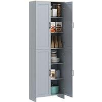 170cm Freestanding Kitchen Cupboard 4-Door Storage Cabinet w/ 6 Shelves, Grey