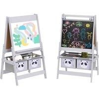 AIYAPLAY Kids Three-in-One Art Easel Chalkboard and Whiteboard with Paper and Baskets - Grey, Grey