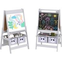 AIYAPLAY 3-In-1 Kids Easel with Paper Roll, Art Easel, with Storage - Grey Aosom UK