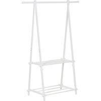 HOMCOM Minimalist Foldable Adjustable Clothes Rack Hanger w/ 2 shelves 107.5L x 45W x 150H cm Hallway Entryway Furniture - White