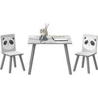 ZONEKIZ Kids Table and Chair Set, Toddler Table w/ 2 Chairs, Grey