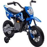 AIYAPLAY 12V Kids Electric Motorbike, Kids Electric Ride on Motorcycle w/ Twist Grip Throttle, Training Wheels - Blue Aosom UK