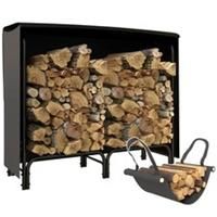 Outsunny 4FT Firewood Rack Holder W/ Canvas Carrier and Oxford Cover, Black