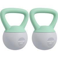 SPORTNOW 2 x 4kg Soft Kettlebell, Kettle Bell with Non-Slip Handle, for Home Gym, Strength Training, Cardio - Grey and Green Aosom UK