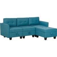 HOMCOM 'L' Shape Modular Sofa, with Storage - Light Blue