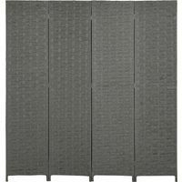 HOMCOM 4-Panel Room Dividers, Wave Fibre Freestanding Folding Privacy Screen Panels, Partition Wall Divider for Indoor Bedroom Office, 170 cm, Grey