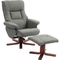 HOMCOM Faux Microfibre Leather Manual Recliner and Footstool Set - Grey Aosom UK