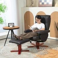 HOMCOM Recliner Chair with Footstool, Upholstered Armchair with Adjustable Backrest, Leisure Lounge Chair for Living Room, Bedroom, Black