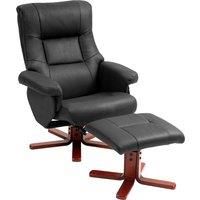 HOMCOM Faux Microfibre Leather Manual Recliner and Footstool Set - Black Aosom UK