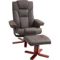 HOMCOM Faux Leather Manual Recliner and Footstool Set - Brown Aosom UK