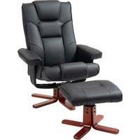 HOMCOM Faux Leather Manual Recliner and Footstool Set - Black Aosom UK