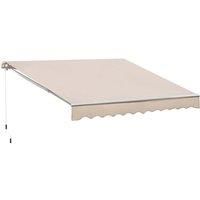 Outsunny 3 x 2.5m Garden Patio Manual Awning Canopy Sun Shade Shelter with Winding Handle Retractable - Cream White