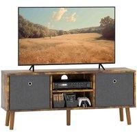 HOMCOM Modern TV Cabinet with Foldable Drawers - Rustic Brown, Brown