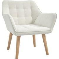 HOMCOM Accent Chair, Arm Chair with Wide Arms, Slanted Back, Thick Padding and Rubber Wooden Legs for Living Room, Cream White Aosom UK