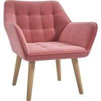HOMCOM Accent Chair, Arm Chair with Wide Arms, Slanted Back, Thick Padding and Rubber Wooden Legs for Living Room, Pink Aosom UK