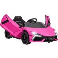 AIYAPLAY Lamborghini Revuelto Licensed 12V Ride on Car w/ Butterfly Doors, Transport Wheels, Suspension, Remote Control, Pink Aosom UK