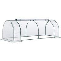 Outsunny Tunnel Greenhouse Green Grow House for Garden Outdoor, Steel Frame, PVC Cover, Transparent, 250 x 100 x 80cm