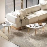 HOMCOM Coffee Table Set of 2, Nesting Coffee End Tables with Modern Decor, Side Table Triangle Occasional Stand Tea Table for Living Room Home and Office, White