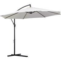 Outsunny 3(m) Garden Banana Parasol Hanging Cantilever Umbrella with Crank Handle, 8 Ribs and Cross Base for Outdoor, Sun Shade, Cream White
