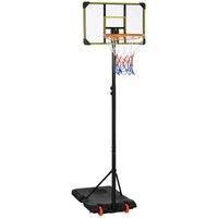 SPORTNOW Adjustable Basketball Hoop and Stand w/ Wheels, 1.8-2.1m, Yellow