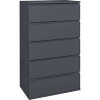 HOMCOM High Gloss Chest of Drawers, 5-Drawer Storage Cabinets, Modern Dresser, Storage Drawer Unit for Bedroom