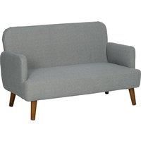 HOMCOM Velvet Feel Fabric 2 Seater Sofa, Small Sofa Loveseat with 21cm Thick Padding and Wood Legs, Grey Aosom UK