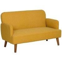 HOMCOM 2 Seater Sofa with 21cm Thick Padding and Wood Legs, Yellow, Yellow