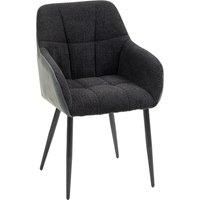 HOMCOM Accent Chair with Foot Pads, Upholstered Armchair with Chenille Fabric Front and PU Back, Occasional Chair for Living Room Bedroom, Black Aosom UK