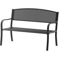 Outsunny 2 Seater Metal Garden Bench Garden Park Porch Chair Outdoor Patio Loveseat Seat Mesh Net Backrest Black