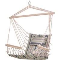 Outsunny Garden Outdoor Hanging Hammock Chair Thick Rope Frame Wooden Arms Safe Wide Seat Garden Outdoor Spot Stylish Multicoloured stripes