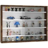 HOMCOM 5-Tier Wall Display Shelf Unit Cabinet w/ Shelves Glass Doors brown
