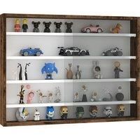 HOMCOM 5-Tier Wall Display Shelf Unit Cabinet w/ 4 Adjustable Shelves Glass Doors Home Office Ornaments 60x80cm Rustic brown Aosom UK