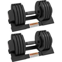 SPORTNOW 2 x 24KG Adjustable Dumbbells Set, 4-in-1 Weights Set with Storage Tray and Non-Slip Handle, Home Gym Fitness Equipment, Black Aosom UK