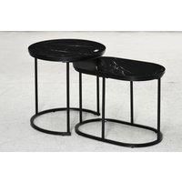 HOMCOM Marble-Effect Nest of Tables - Black/White Aosom UK