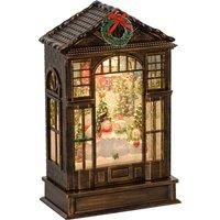 HOMCOM Christmas Snow Globe Lantern with Lights, Musical Snow Globe with Swirling Glitter for Holiday Party Gift, Bronze Tone Aosom UK