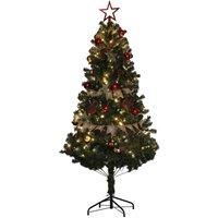Homcom 6Ft Artificial Christmas Tree With LED Lights And Red Decorations
