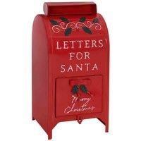 HOMCOM Christmas Post Box, Letters for Santa Mailbox, Freestanding or Wall Mounted Postbox, Indoor Christmas Decoration, Red