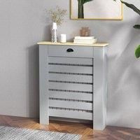 HOMCOM Radiator Cover w/ Drawer, Horizontal Slat, 78cm, Grey