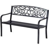 Outsunny 2 Seater Metal Garden Bench Patio Outdoor Park Porch Chair