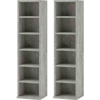 HOMCOM Set of Two CD Storage Units - Cement Grey, Grey
