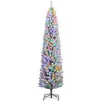 HOMCOM 7ft Pre Lit Artificial Christmas Tree With 250 Colourful LED Lights