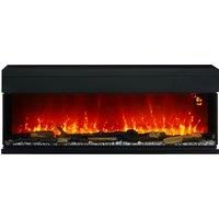 HOMCOM Wall Mounted Electric Fire, Recessed, Insert, Freestanding, Glass Electric Fire w/ LED Flame Effect, 127cm 1800W, Black Aosom UK