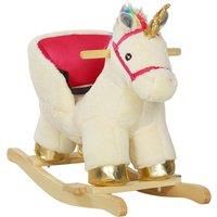 AIYAPLAY Kids Rocking Horse with Realistic Sound, Safety Belt, Wooden Base, for Toddlers 18-36 Months Aosom UK