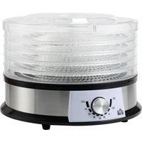 HOMCOM 5 Tier Food Dehydrator, 250W Stainless Steel Food Dryer Machine with Adjustable Temperature for Drying Fruit, Meat, Vegetable, Silver