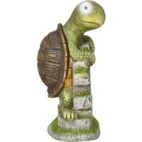 Outsunny Vivid Tortoise Art Sculpture with Solar LED Light, Colourful Garden Statue, Outdoor Ornament Home Decoration for Porch, Deck, Grass
