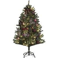 Homcom 5Ft Artificial Prelit Christmas Tree W/ LED Lights, Purple Ornaments